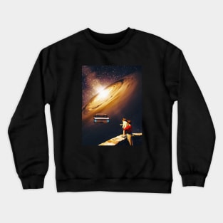 Our Ride To The Galaxy - Space Collage, Retro Futurism, Sci-Fi Crewneck Sweatshirt